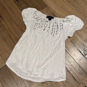 Sparkly rhinestone flowy cap sleeve top t-shirt by INC International Concepts